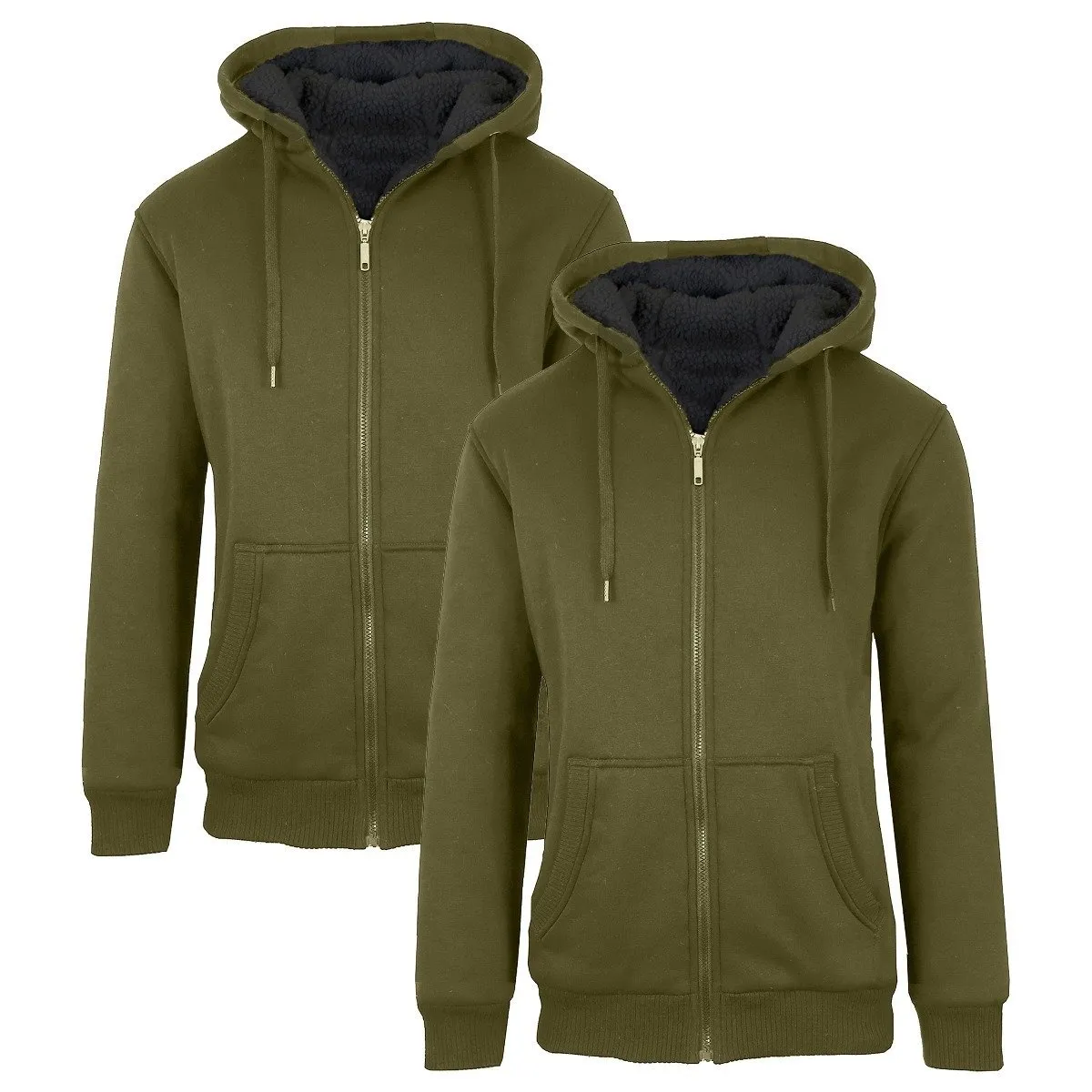 2-Pack: Men's Heavyweight Sherpa Fleece-Lined Zip Hoodie