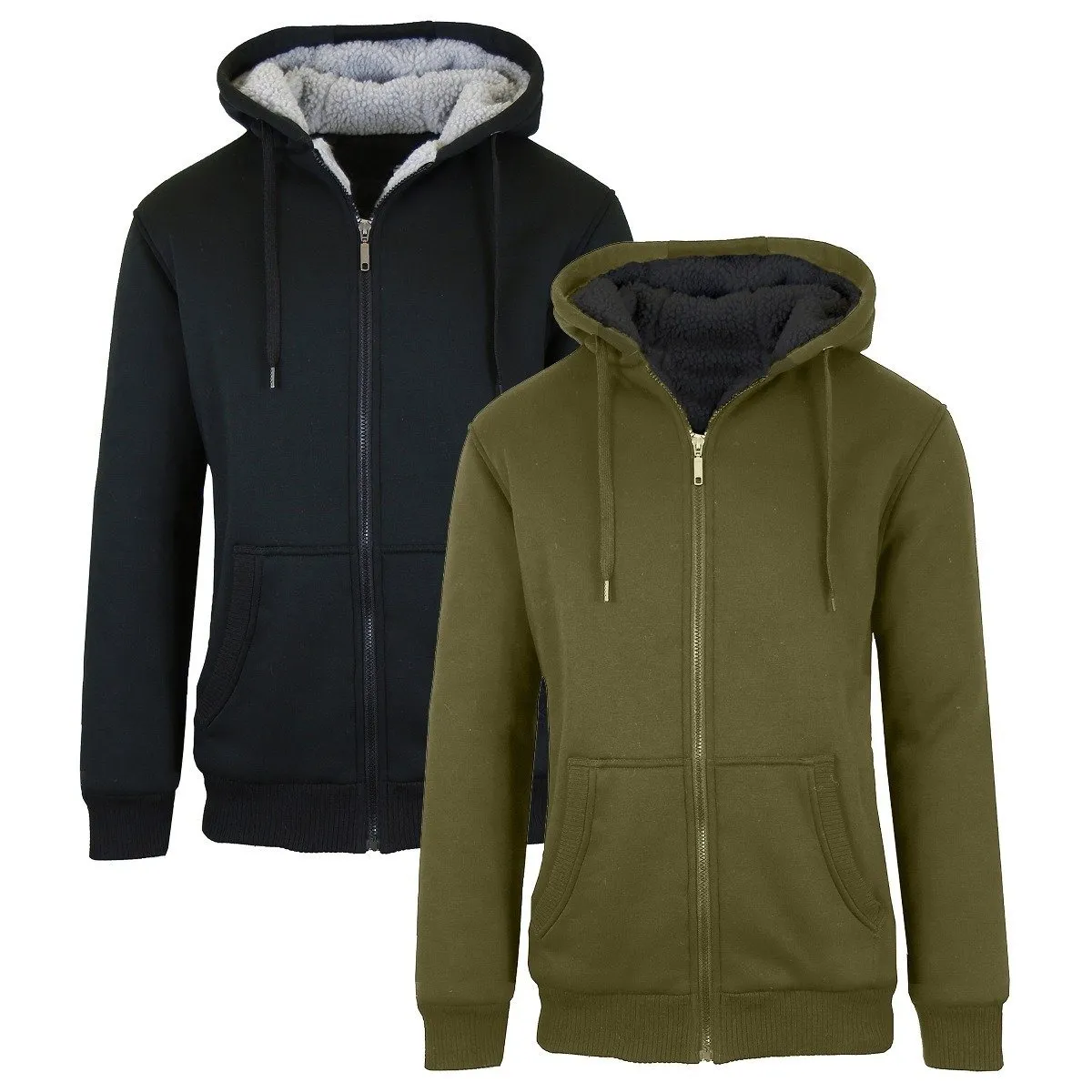 2-Pack: Men's Heavyweight Sherpa Fleece-Lined Zip Hoodie