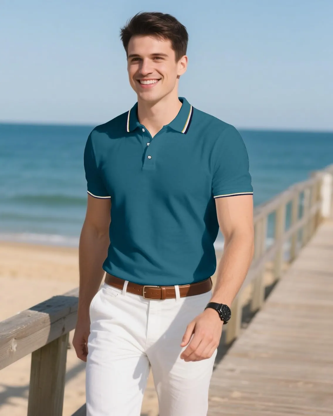 3 Pack Men's Polo Shirts Quick-Dry Short Sleeve Athletic Polo Shirts Moisture Wicking T Shirt Casual Golf Shirts