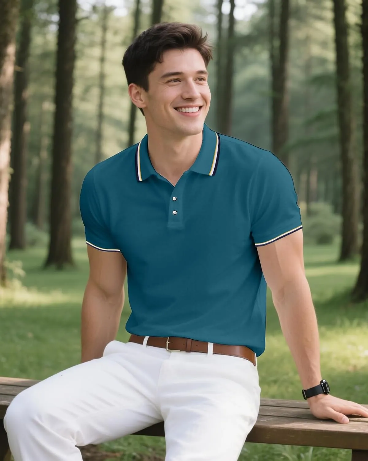 3 Pack Men's Polo Shirts Quick-Dry Short Sleeve Athletic Polo Shirts Moisture Wicking T Shirt Casual Golf Shirts