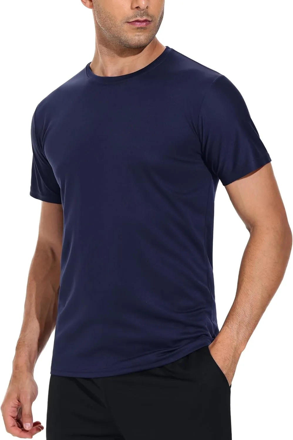 5 Pack Men's Dry Fit Shirts, Moisture Wicking Tees, Mesh Breathable Athletic Workout Fitness Short Sleeve