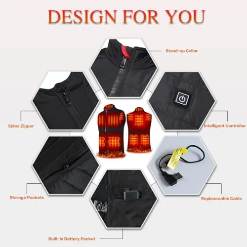 AICARSHI Heated Vest with Battery for Men Women Adjustable Lightweight Electric Heating Vest for Hiking (Medium, Men)