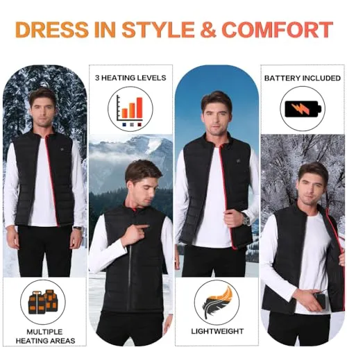 AICARSHI Heated Vest with Battery for Men Women Adjustable Lightweight Electric Heating Vest for Hiking (Medium, Men)