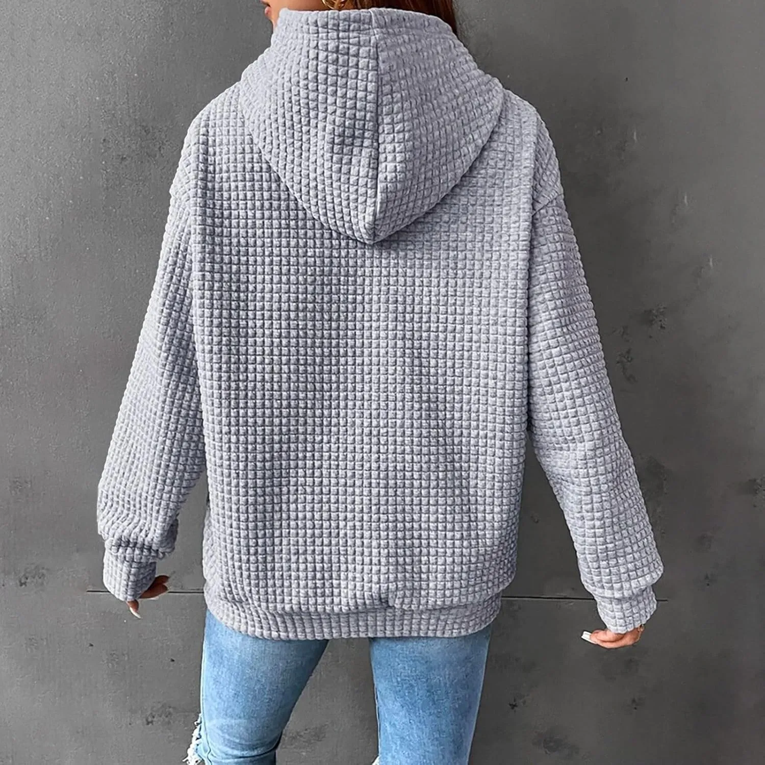 aihihe Women's Lightweight Waffle Hoodies 2023 Fall Casual Sweatshirt Trendy Dressy Drawstring Pullover Tops with Pockets
