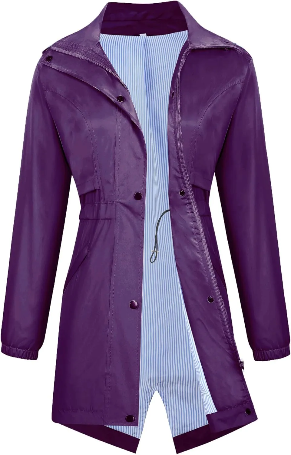 Avoogue Womens Raincoats Waterproof Cinch Waist Breathable All Weather Jacket Long
