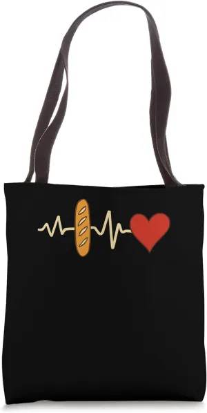 Baguette Heartbeat French Bread Lover Tote Bag