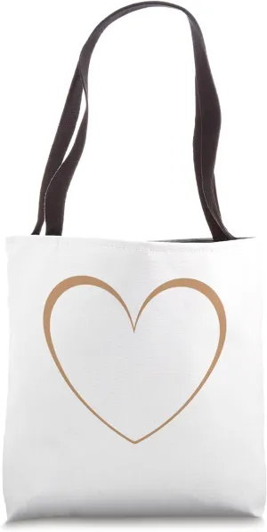 Beige / Sand / Tan Cute Heart Minimalist Heart Love Tote Bag