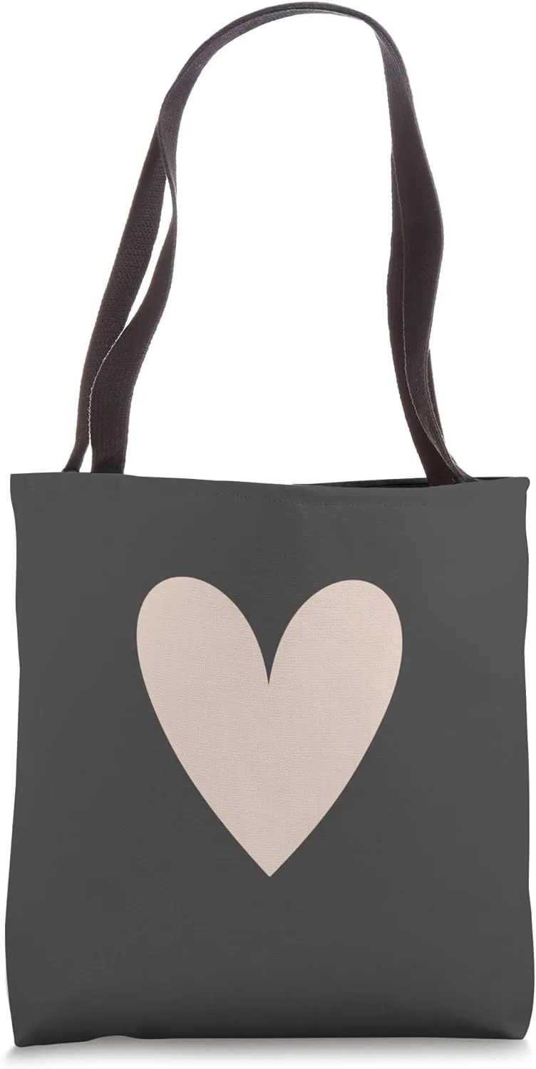 Beige Tan Heart Minimalist Cream Love Tote Bag