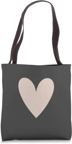 Beige Tan Heart Minimalist Cream Love Tote Bag