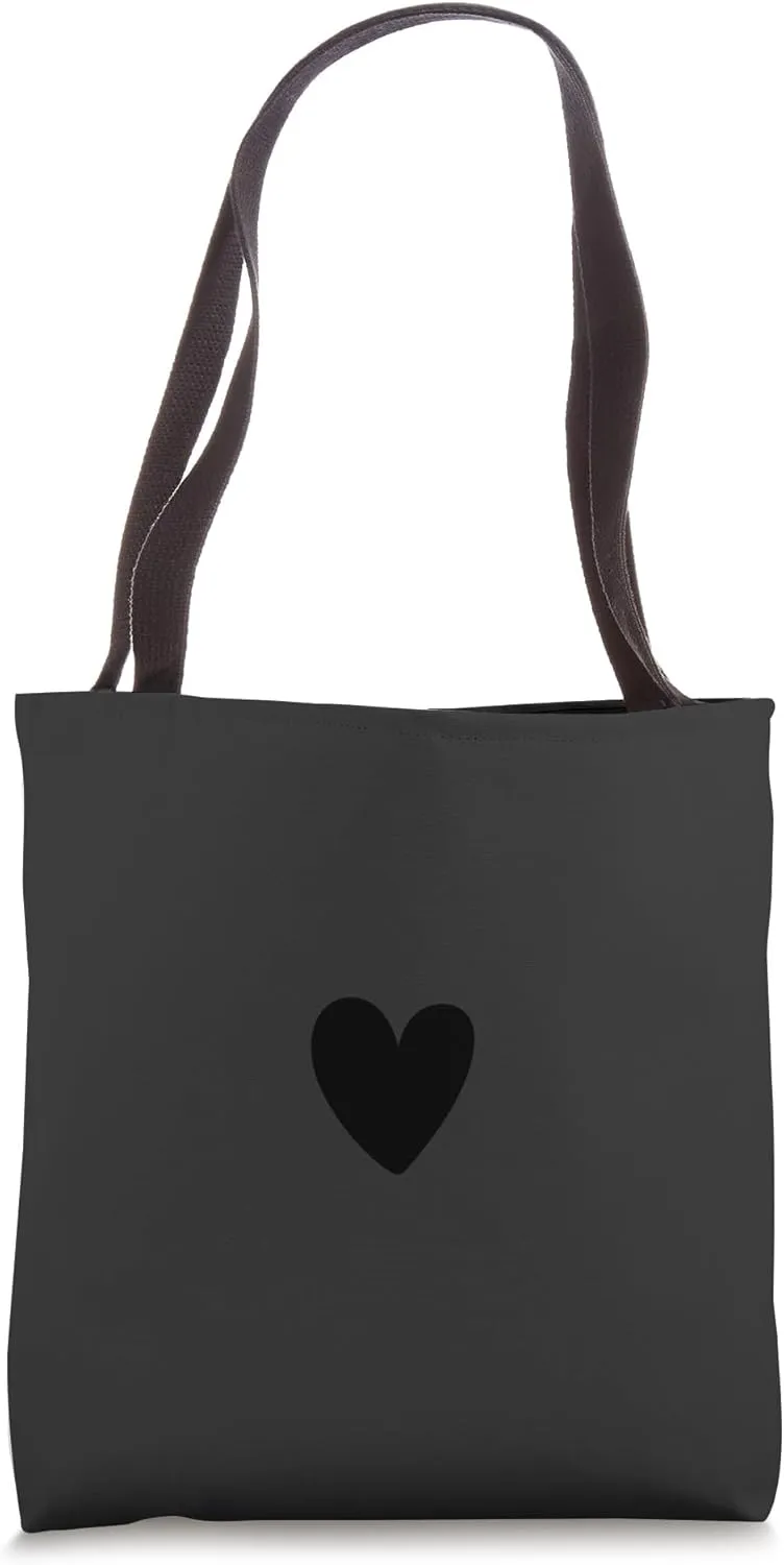Black Gray Hand Drawn Heart Minimalist Love Girly Women Grey Tote Bag
