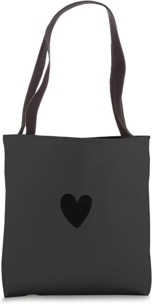 Black Gray Hand Drawn Heart Minimalist Love Girly Women Grey Tote Bag