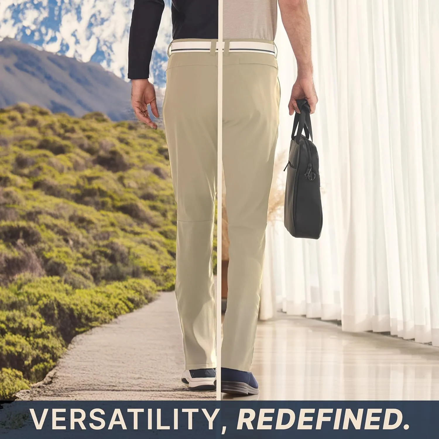 BLUE CHILL Elite Golf Pants for Men, Water Resistant All-Weather Casual Pants, Soft Lightweight, Secure Zip Pockets, Slim Fit