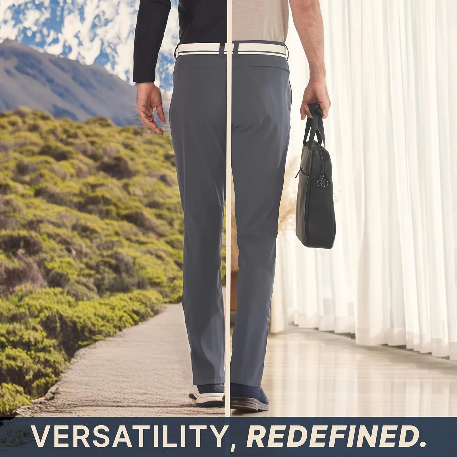 BLUE CHILL Elite Golf Pants for Men, Water Resistant All-Weather Casual Pants, Soft Lightweight, Secure Zip Pockets, Slim Fit
