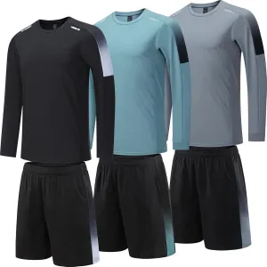 BOOMCOOL Gym Clothes workout shorts and long sleeve shirts for men running dry fit athletic outfits sets 6 pack