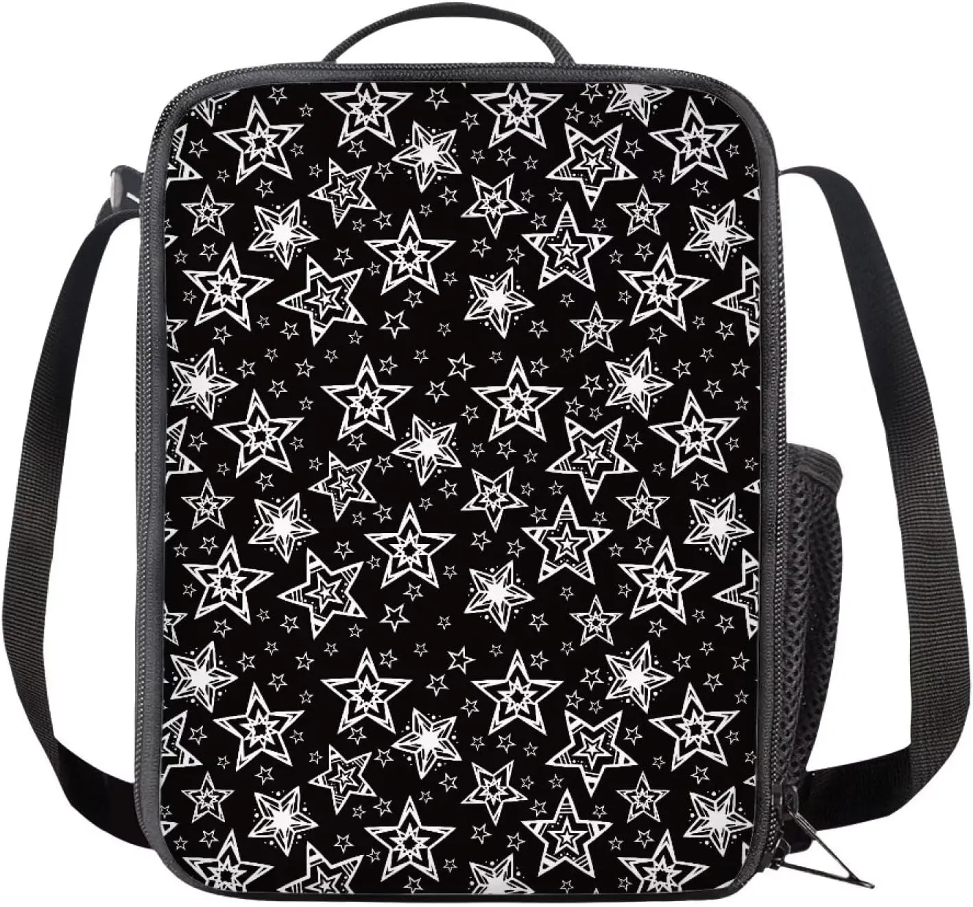 Boys Girl Backpack Set for Students  Cool Stars Minimalist Print Schoolbag Bookbag, Lunch Tote, Pencil Pouch, Polyester Fabric, Large Capacity, Side Bottle Holder Designs for Kids Teens
