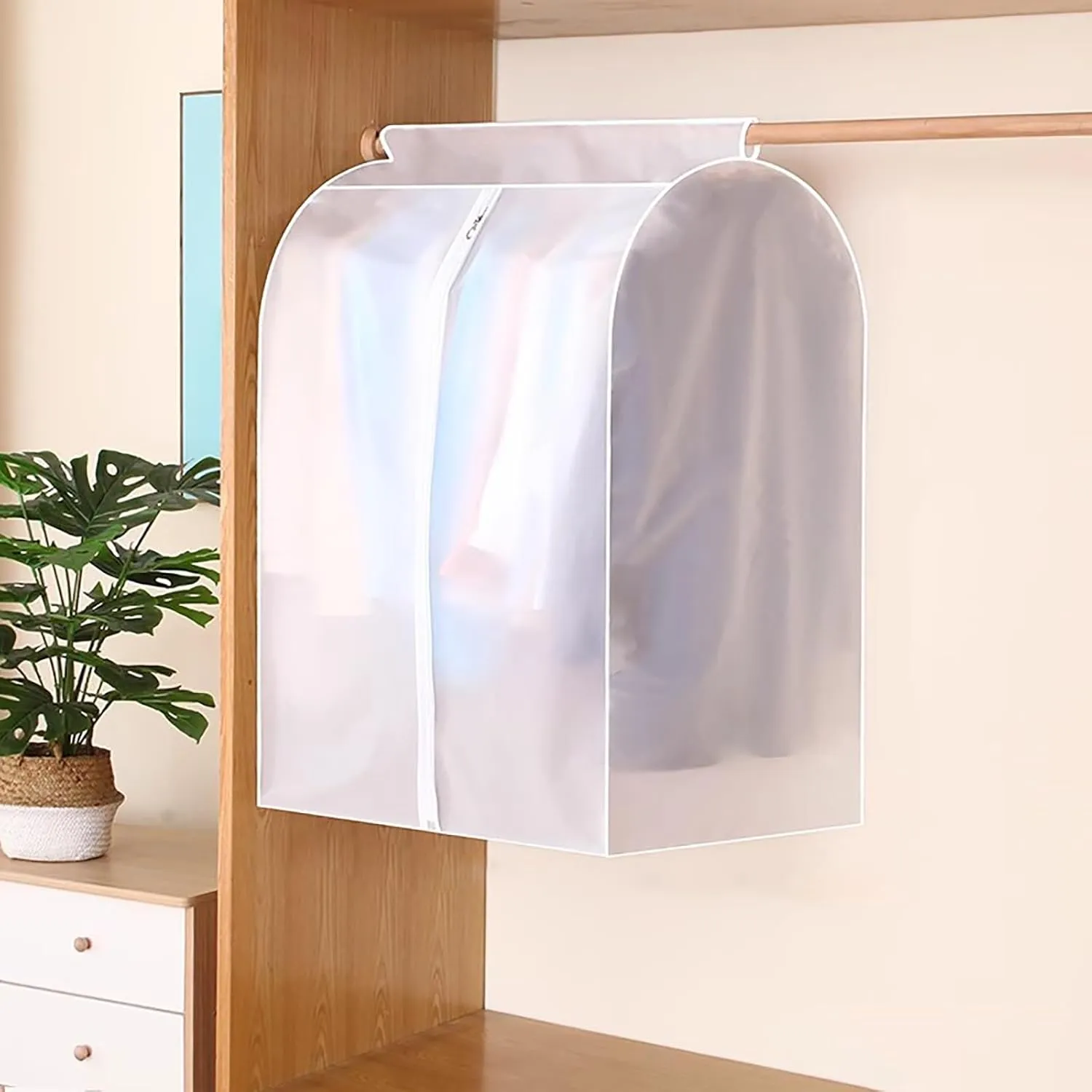 Breathable Garment Bag, Translucent Frosted Garmet BagClear Garment Bags for Hanging Clothesfor Suits, Dresses, and Coats(11.8in/30cm)