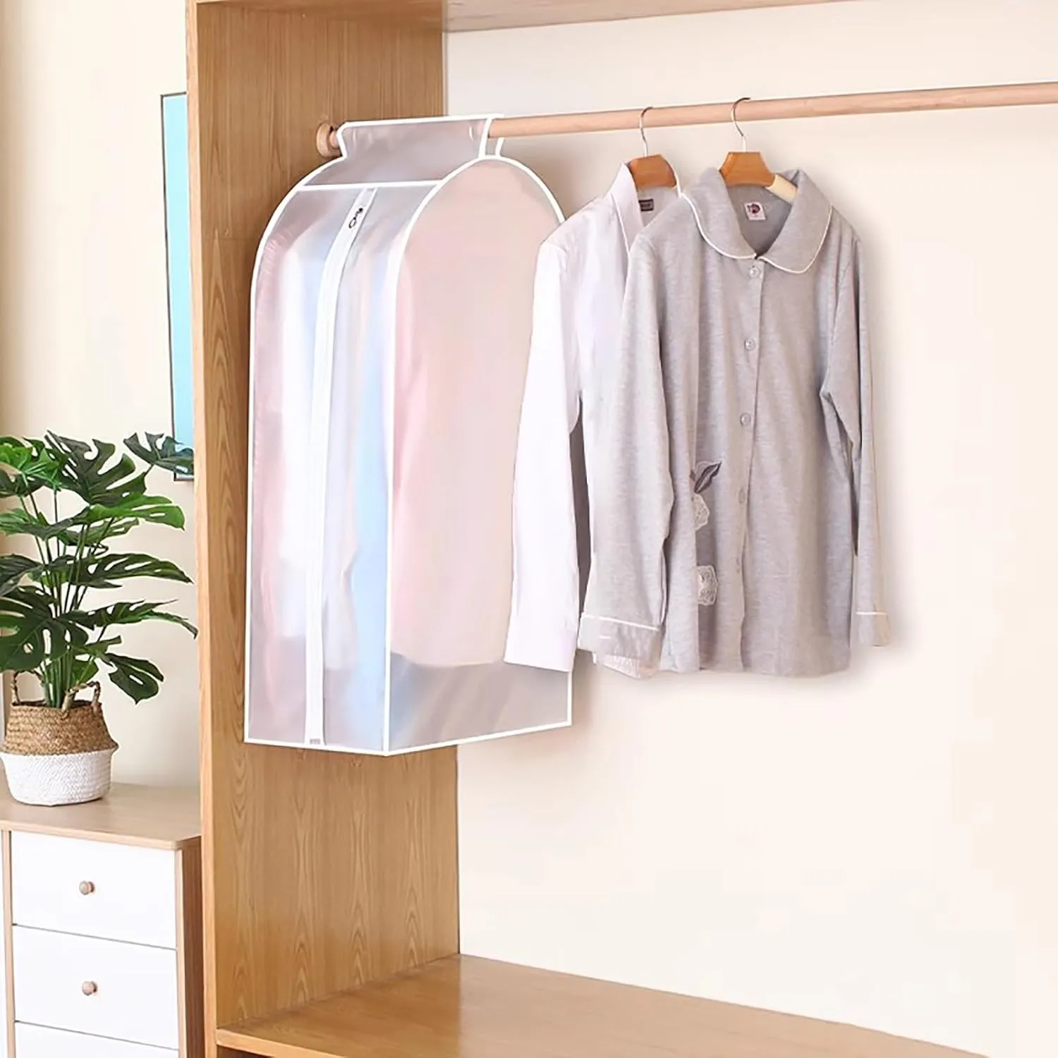 Breathable Garment Bag, Translucent Frosted Garmet BagClear Garment Bags for Hanging Clothesfor Suits, Dresses, and Coats(11.8in/30cm)