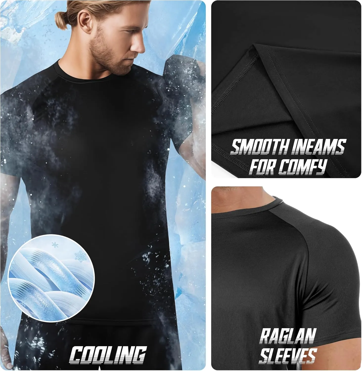 BRISIRA Coolmax Cooling Workout Shirts for Men Quick Dry Fit Moisture Wicking Gym Tshirts Athletic Active Short Sleeve Tees