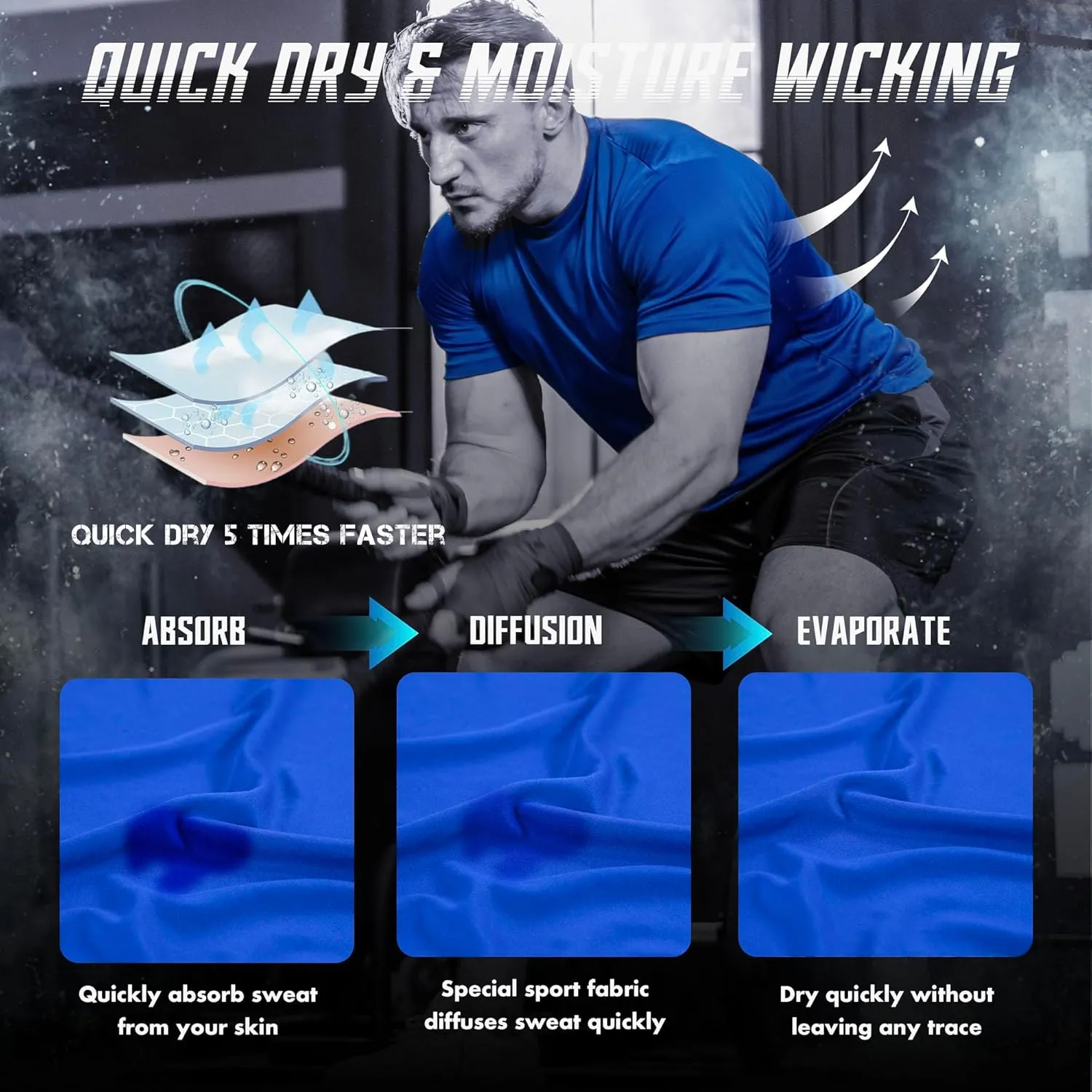 BRISIRA Coolmax Cooling Workout Shirts for Men Quick Dry Fit Moisture Wicking Gym Tshirts Athletic Active Short Sleeve Tees