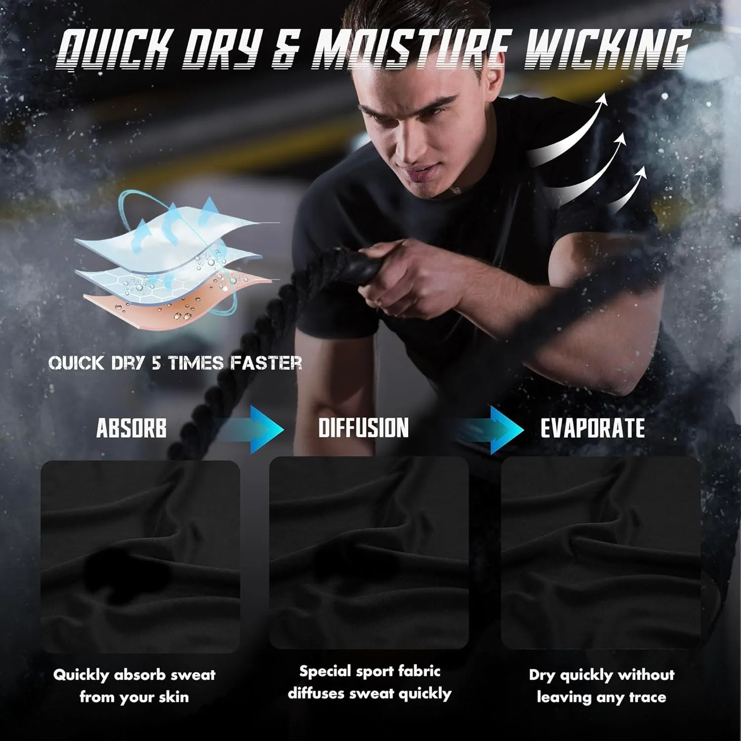 BRISIRA Coolmax Cooling Workout Shirts for Men Quick Dry Fit Moisture Wicking Gym Tshirts Athletic Active Short Sleeve Tees