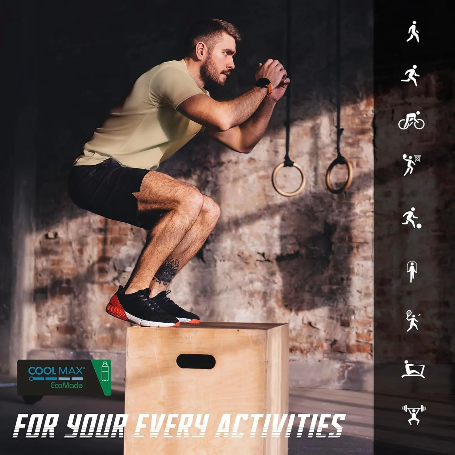 BRISIRA Coolmax Cooling Workout Shirts for Men Quick Dry Fit Moisture Wicking Gym Tshirts Athletic Active Short Sleeve Tees