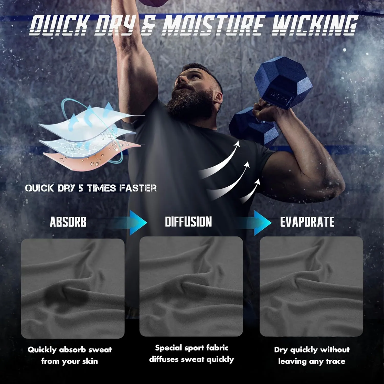 BRISIRA Coolmax Cooling Workout Shirts for Men Quick Dry Fit Moisture Wicking Gym Tshirts Athletic Active Short Sleeve Tees