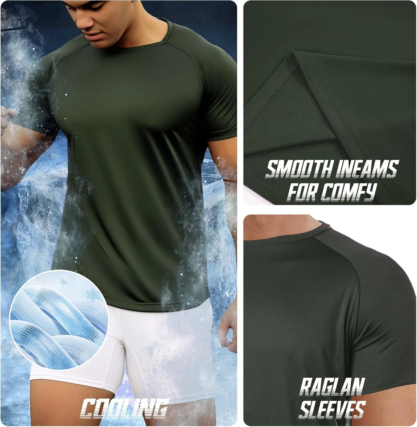 BRISIRA Coolmax Cooling Workout Shirts for Men Quick Dry Fit Moisture Wicking Gym Tshirts Athletic Active Short Sleeve Tees