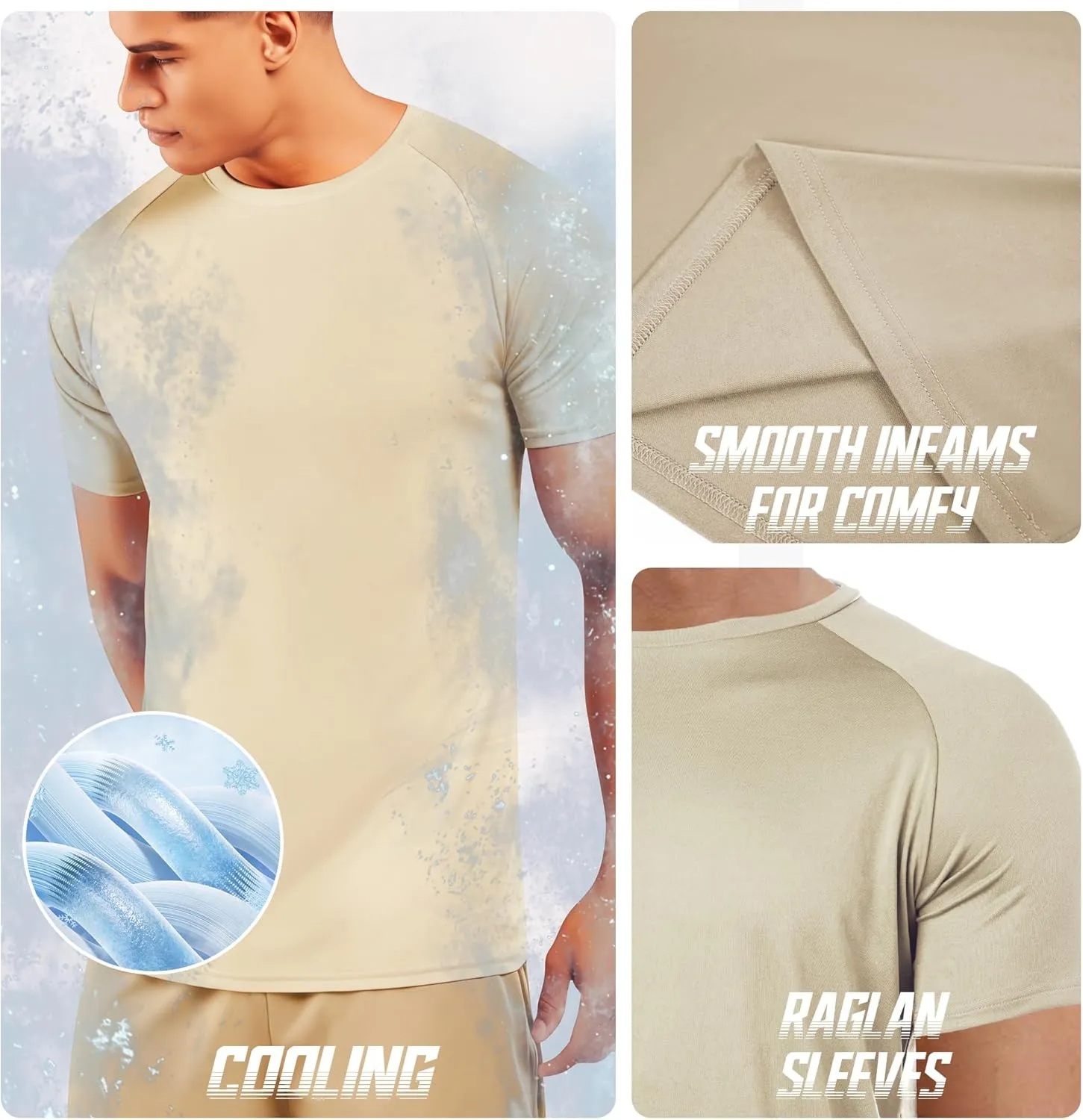 BRISIRA Coolmax Cooling Workout Shirts for Men Quick Dry Fit Moisture Wicking Gym Tshirts Athletic Active Short Sleeve Tees