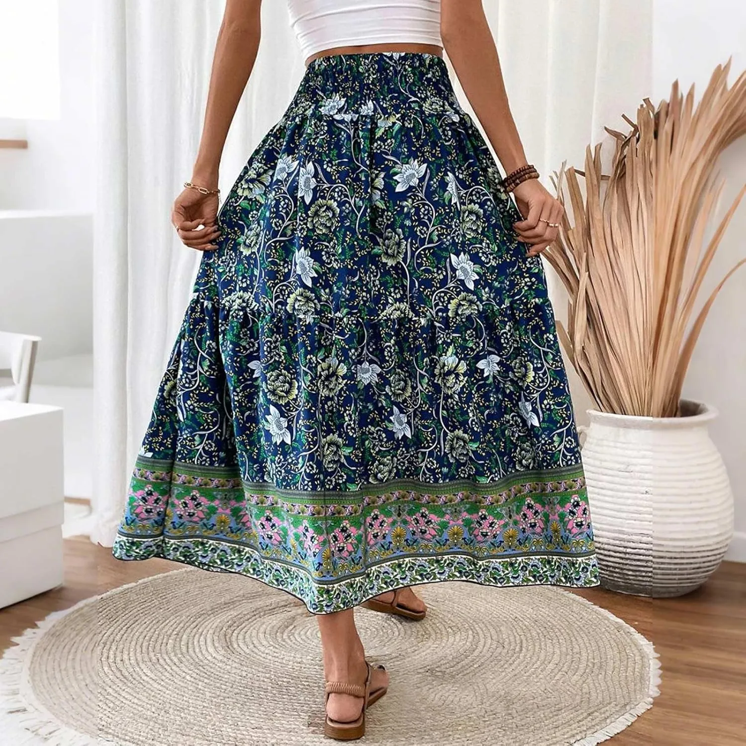 Casual Elegantes Maxi Skirts for Women, 2025 Boho High Waisted Flowy Trendy Long Skirt