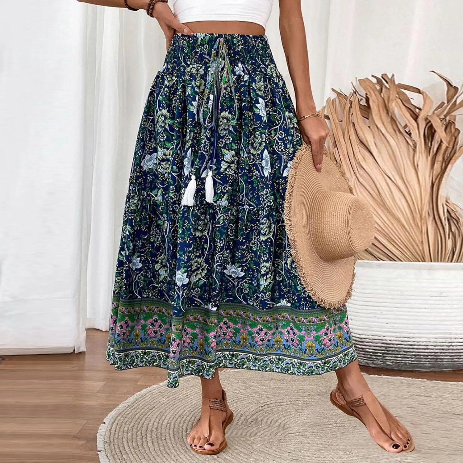 Casual Elegantes Maxi Skirts for Women, 2025 Boho High Waisted Flowy Trendy Long Skirt
