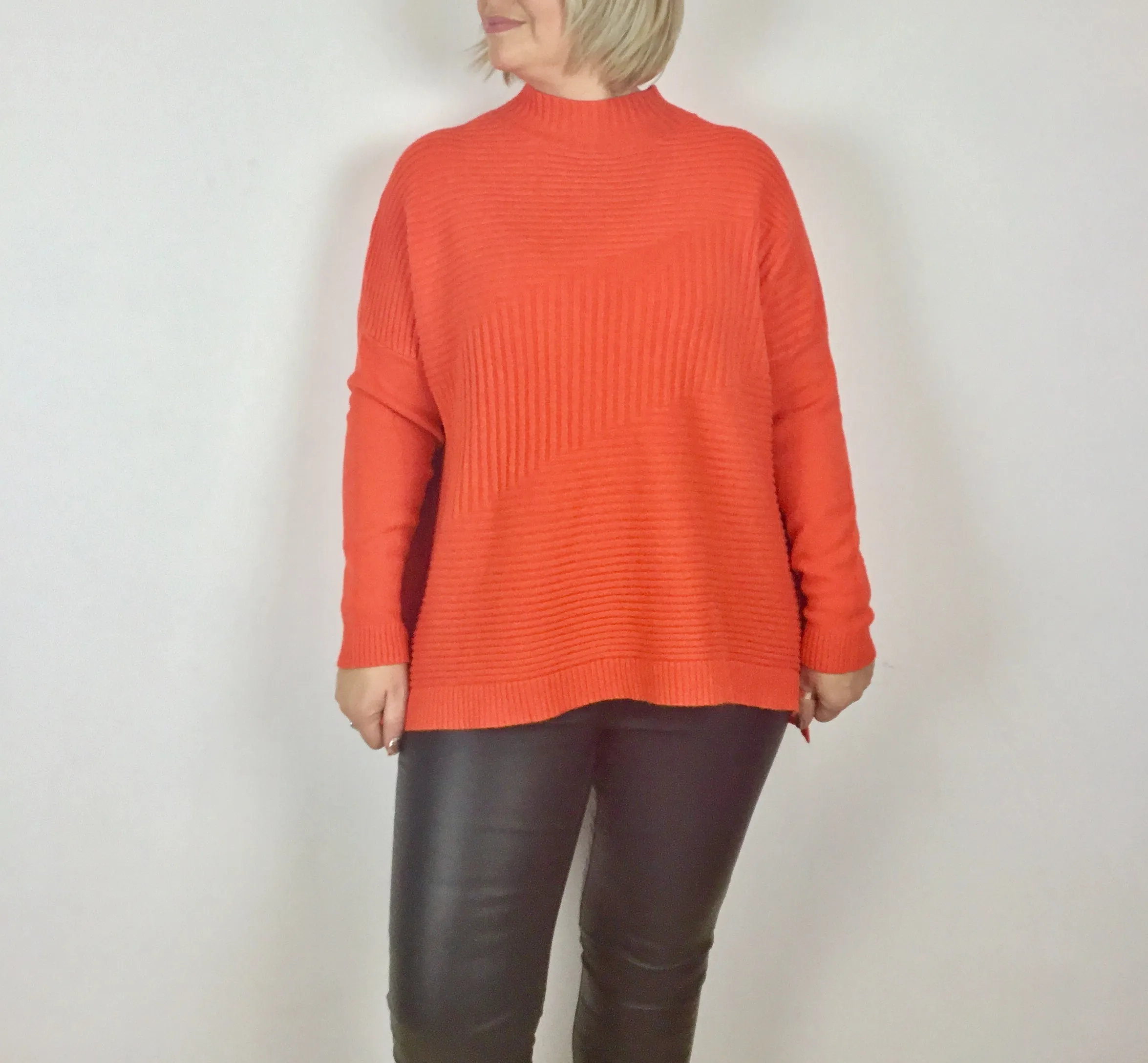 Cosy club Italian High Neck Ribbed knitted Dipped Hem Tracy Jumper