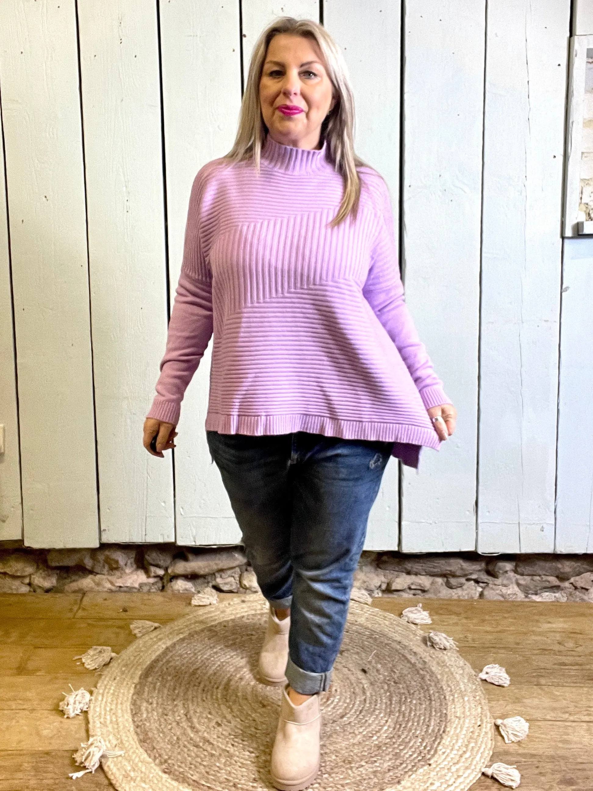Cosy club Italian High Neck Ribbed knitted Dipped Hem Tracy Jumper