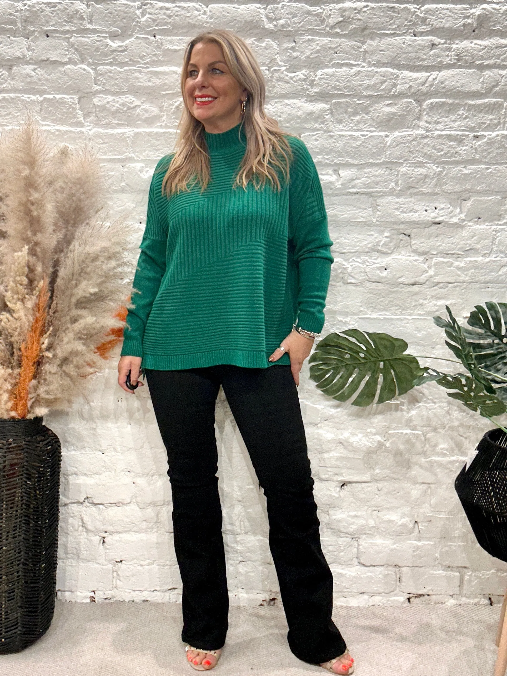 Cosy club Italian High Neck Ribbed knitted Dipped Hem Tracy Jumper
