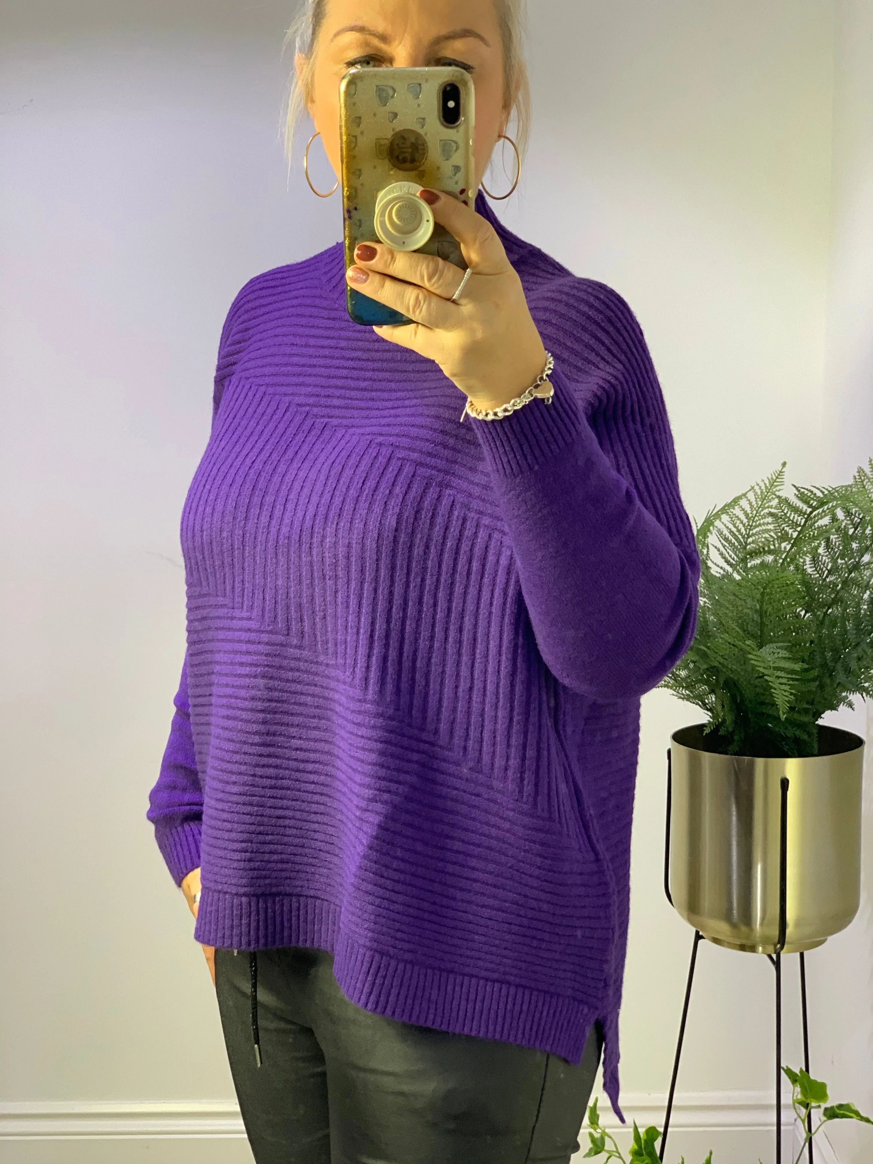 Cosy club Italian High Neck Ribbed knitted Dipped Hem Tracy Jumper