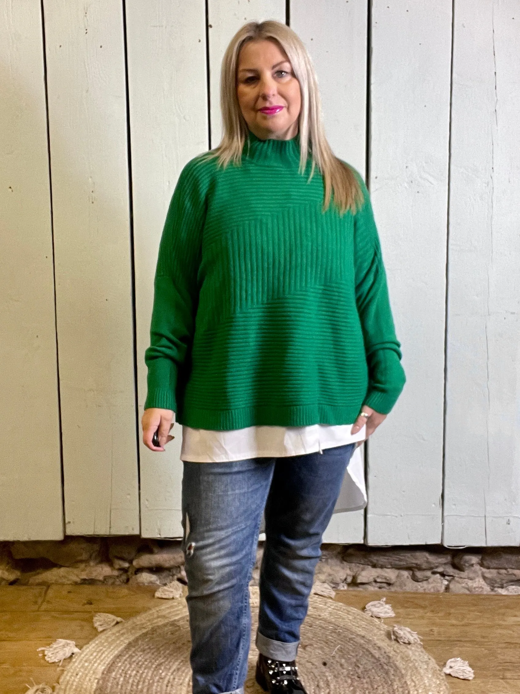 Cosy club Italian High Neck Ribbed knitted Dipped Hem Tracy Jumper