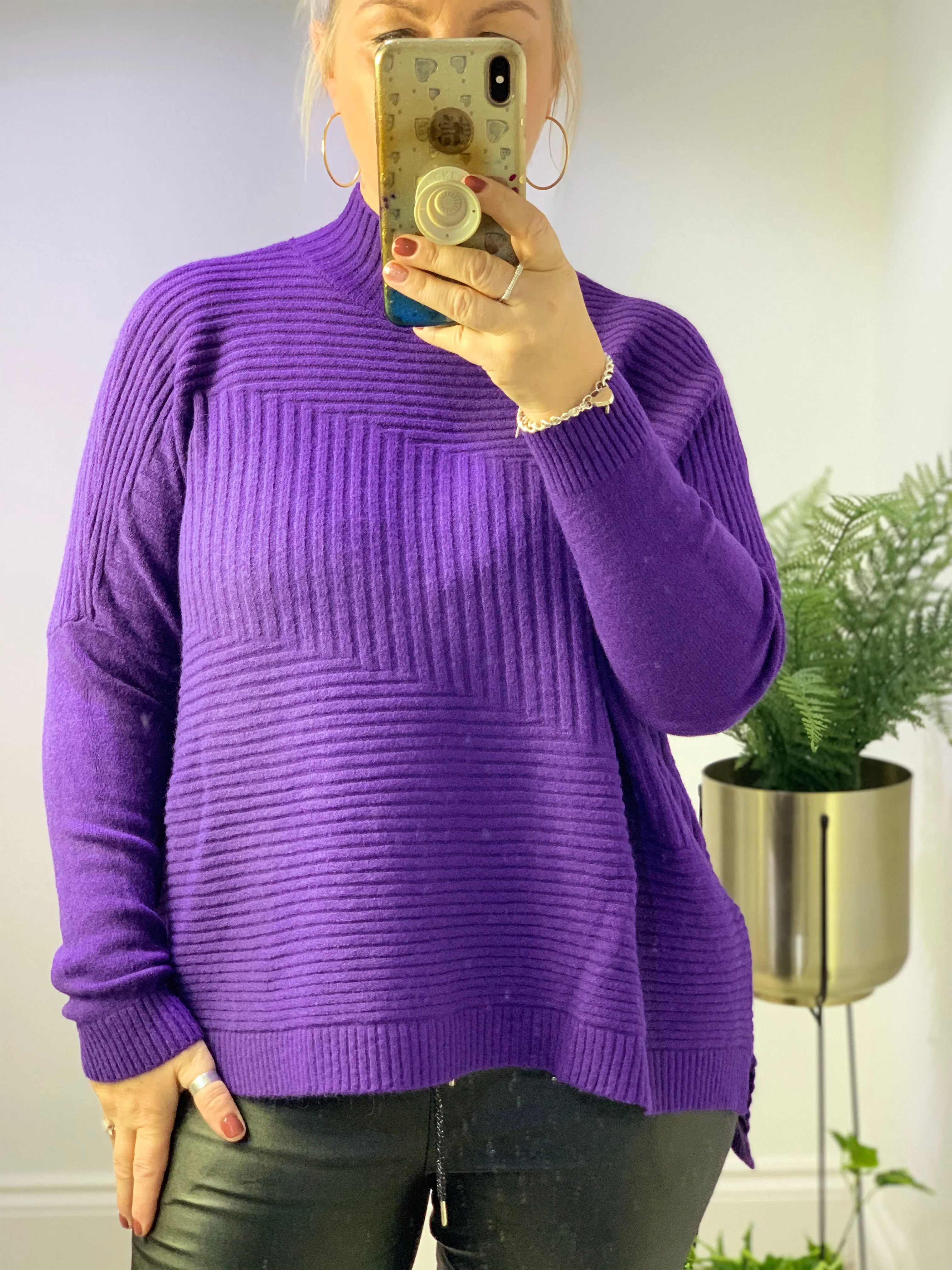 Cosy club Italian High Neck Ribbed knitted Dipped Hem Tracy Jumper