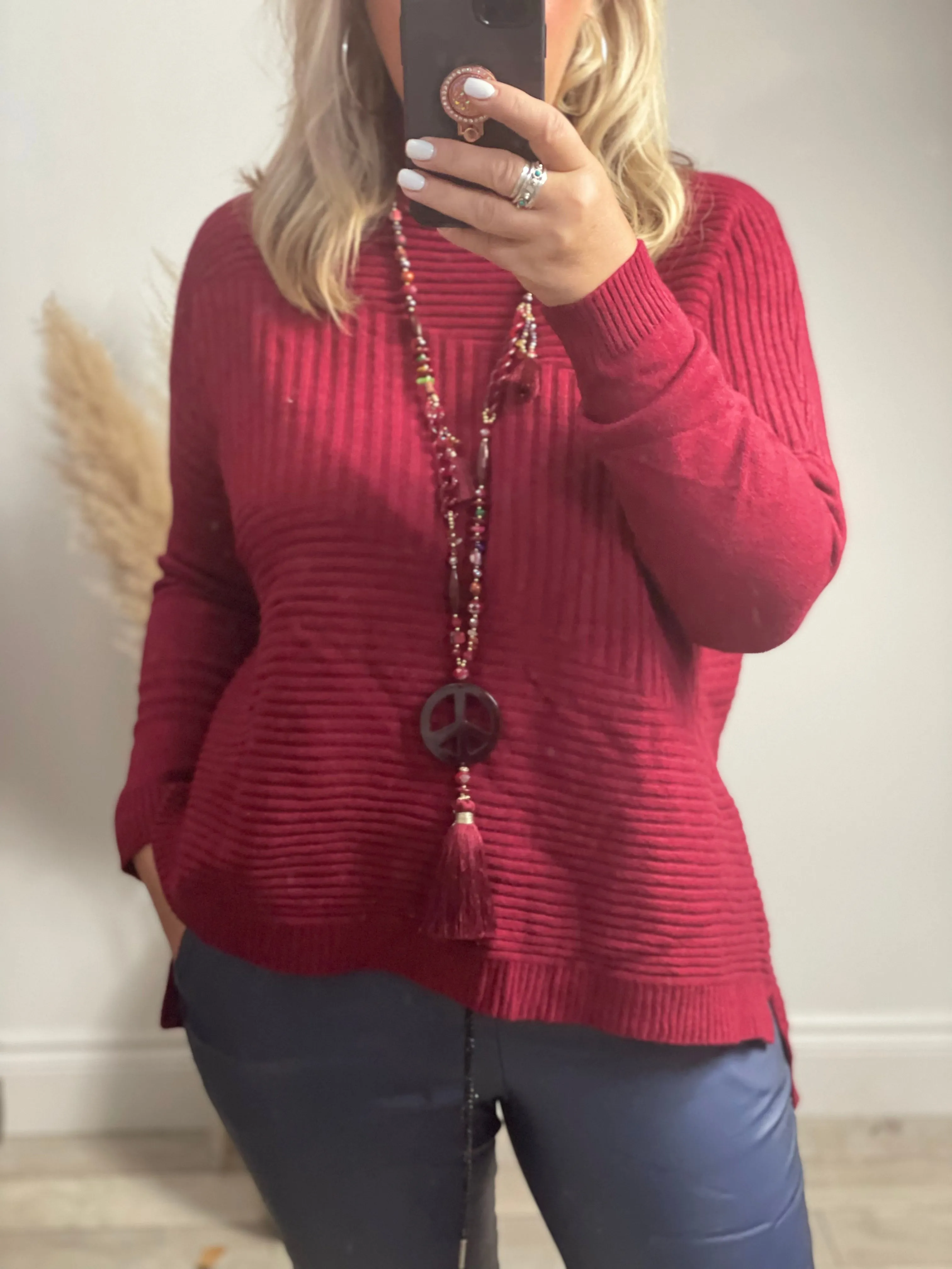 Cosy club Italian High Neck Ribbed knitted Dipped Hem Tracy Jumper