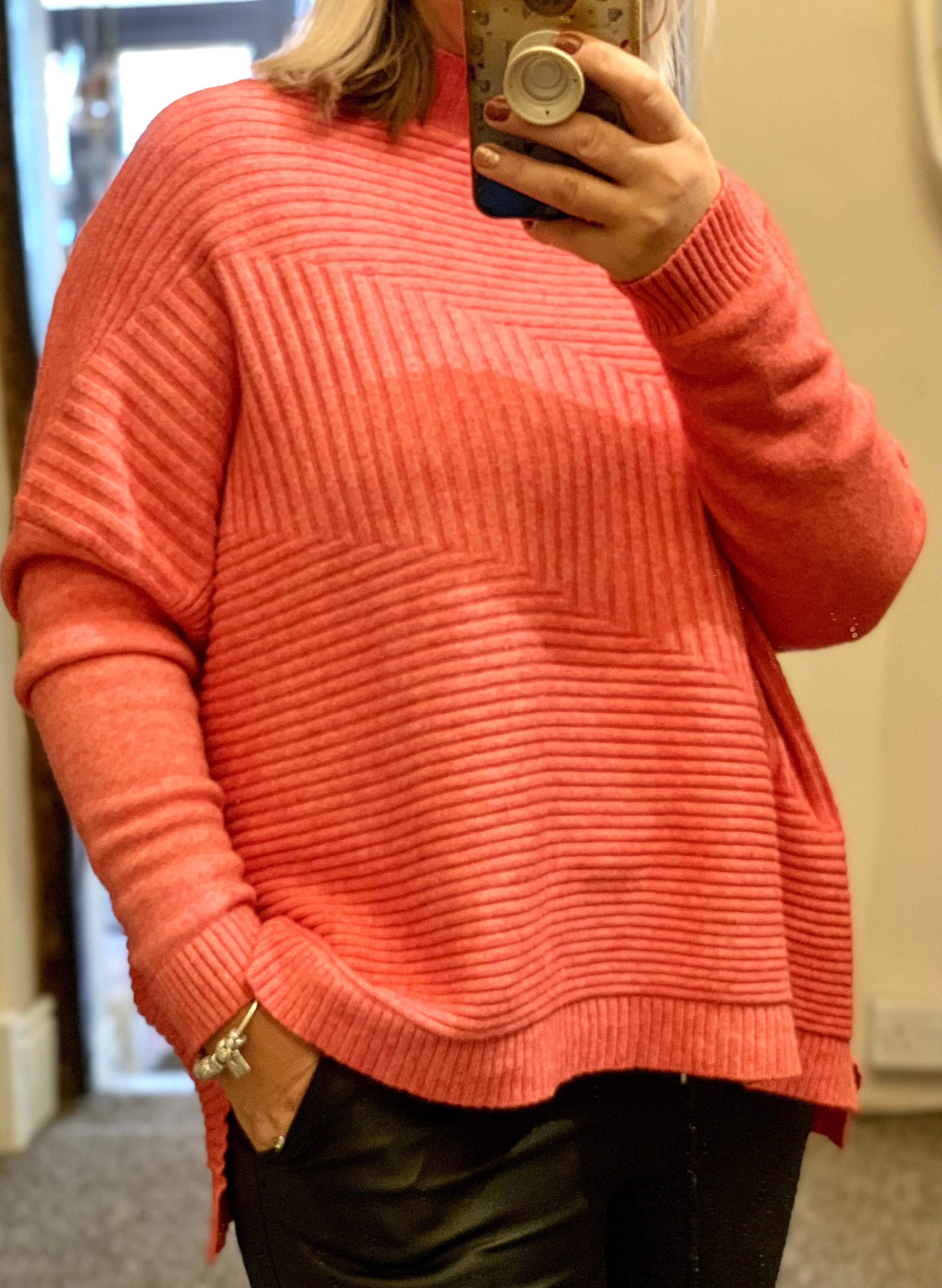 Cosy club Italian High Neck Ribbed knitted Dipped Hem Tracy Jumper