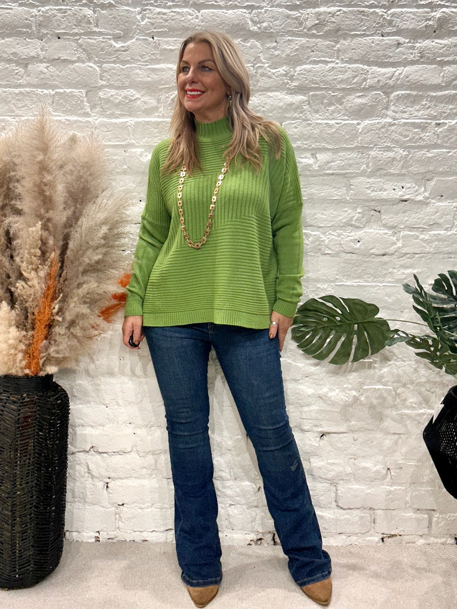 Cosy club Italian High Neck Ribbed knitted Dipped Hem Tracy Jumper