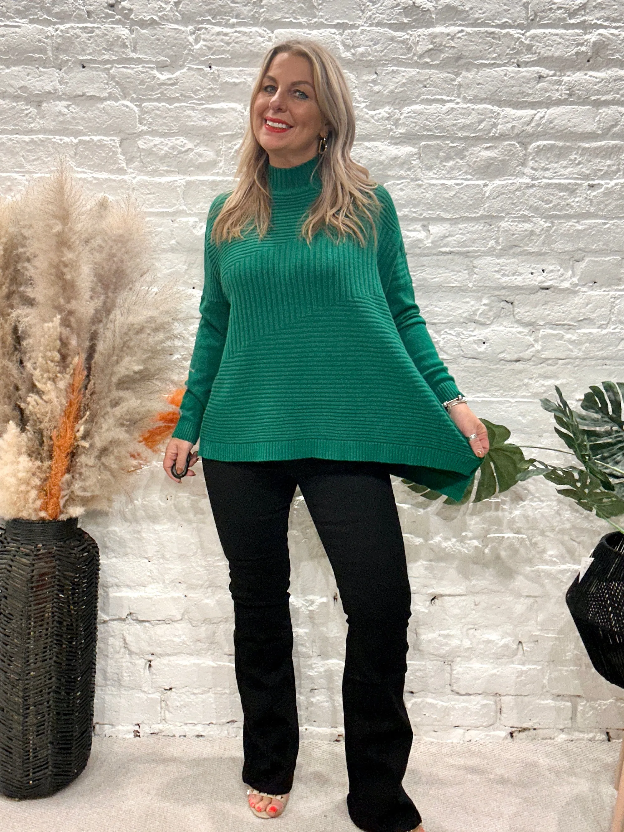 Cosy club Italian High Neck Ribbed knitted Dipped Hem Tracy Jumper