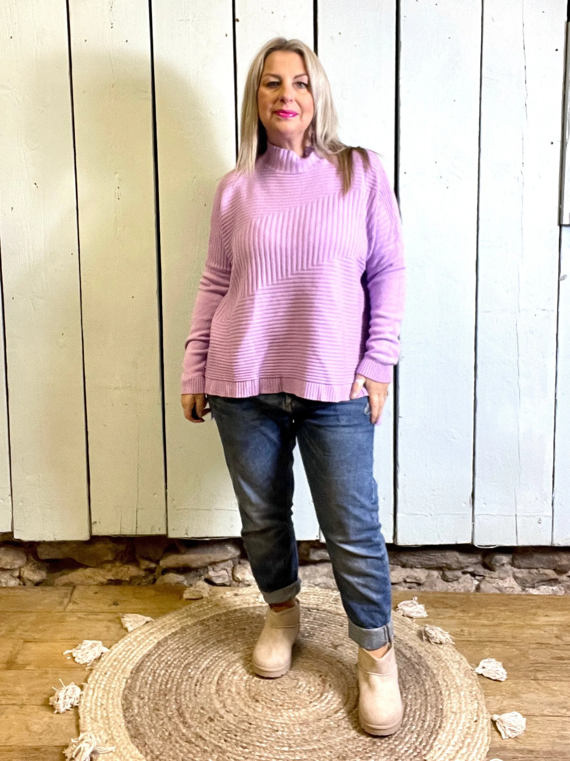 Cosy club Italian High Neck Ribbed knitted Dipped Hem Tracy Jumper