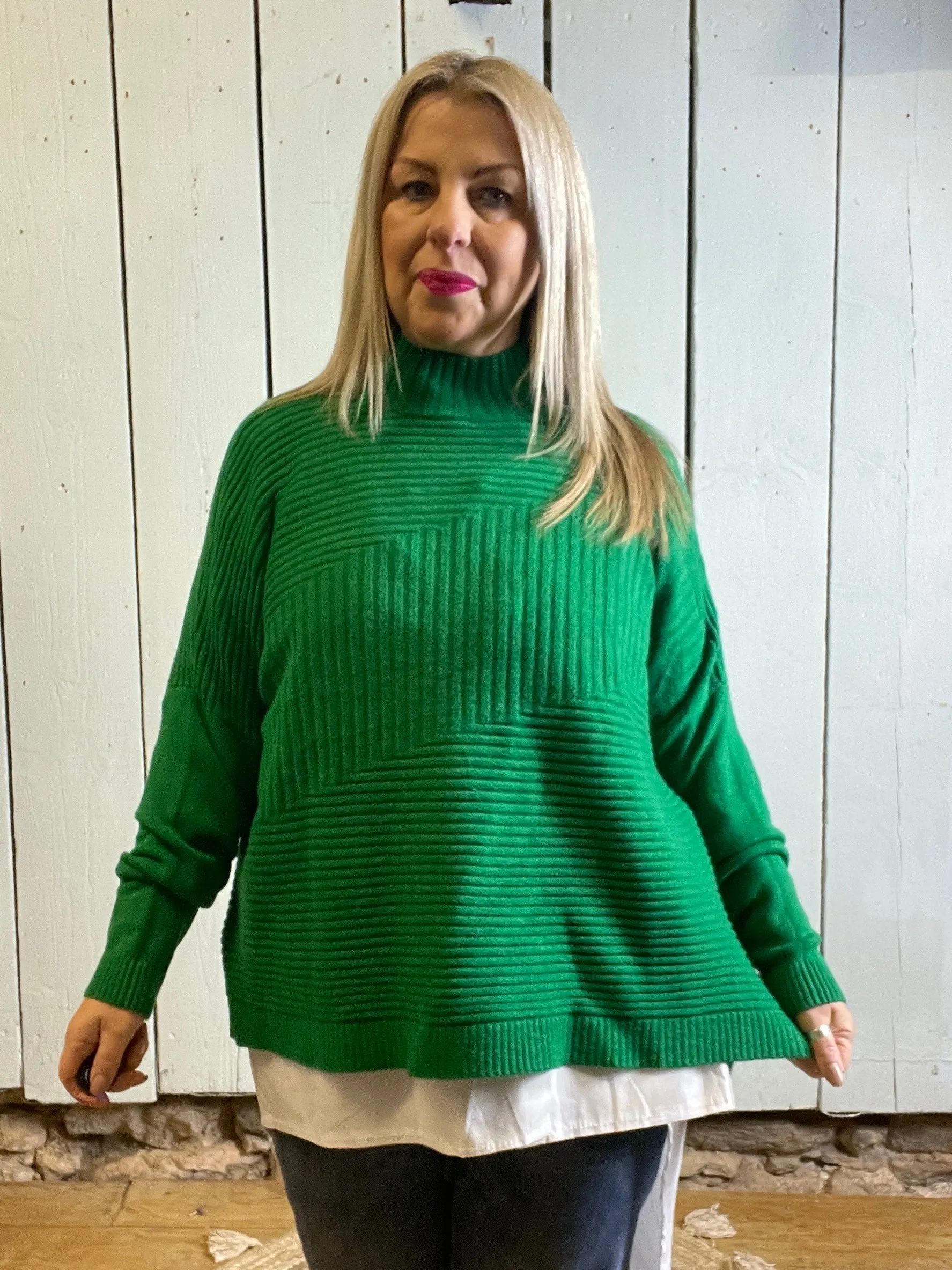 Cosy club Italian High Neck Ribbed knitted Dipped Hem Tracy Jumper