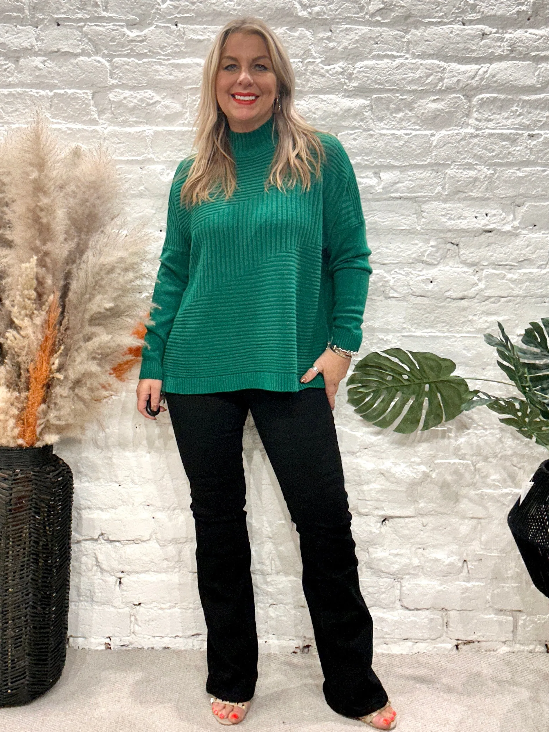 Cosy club Italian High Neck Ribbed knitted Dipped Hem Tracy Jumper