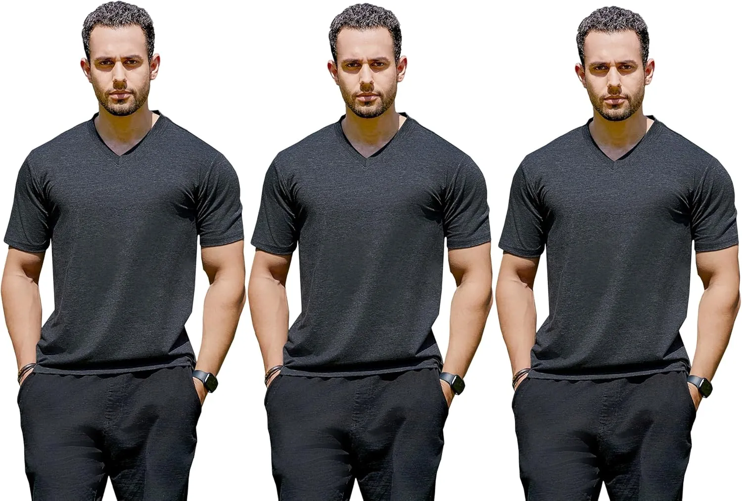 Cotton Blend Tshirts V-Neck Short Sleeve for Men Undershirt V Neck,Quick-Dry Gym Workout Breathable T-Shirt