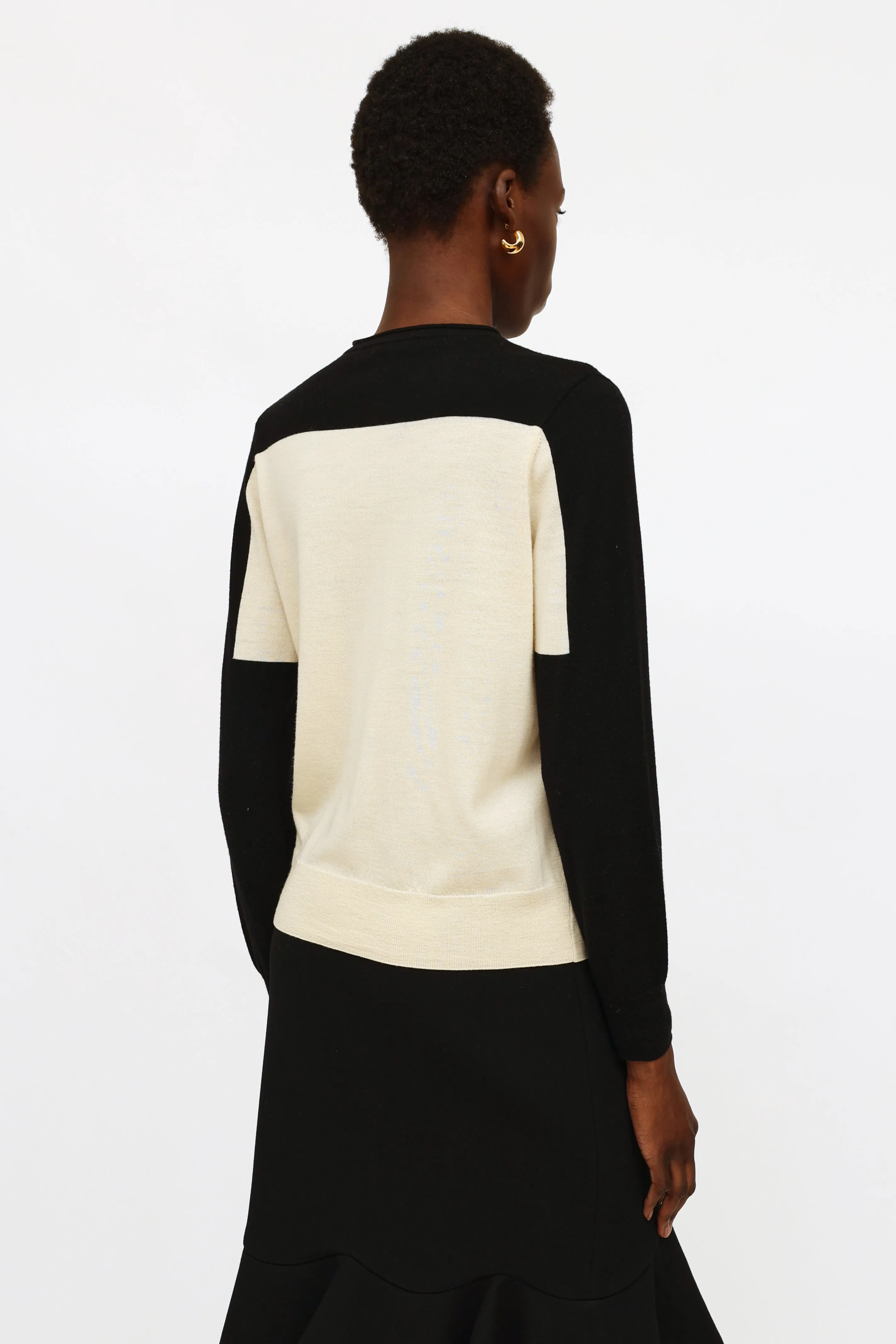 Cream & Black Wool Cardigan