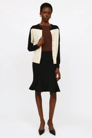 Cream & Black Wool Cardigan