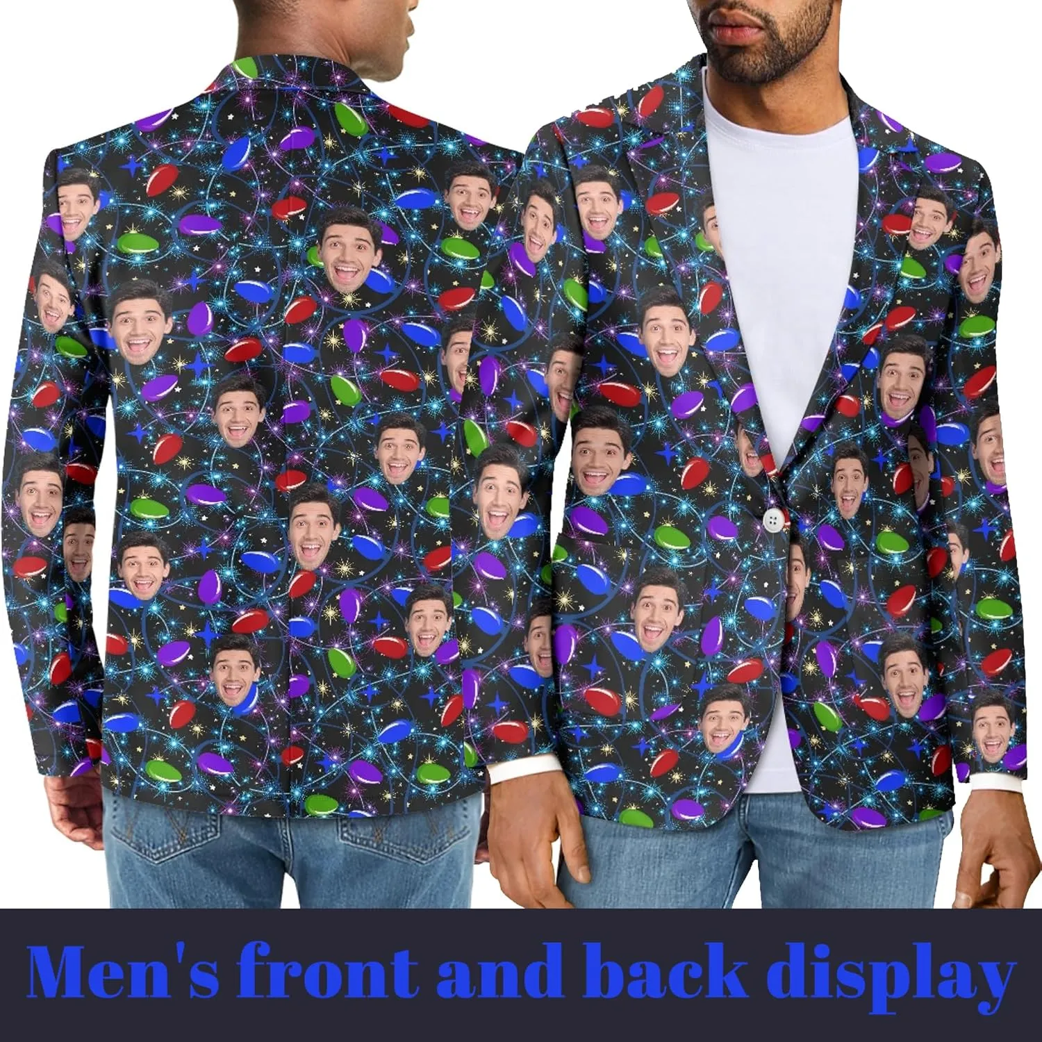 Custom Face Blazers for Couple-Personalized Jacket Blazer with Fun Picture Fashion Casual Sport Coats Gag Gift for Men Women