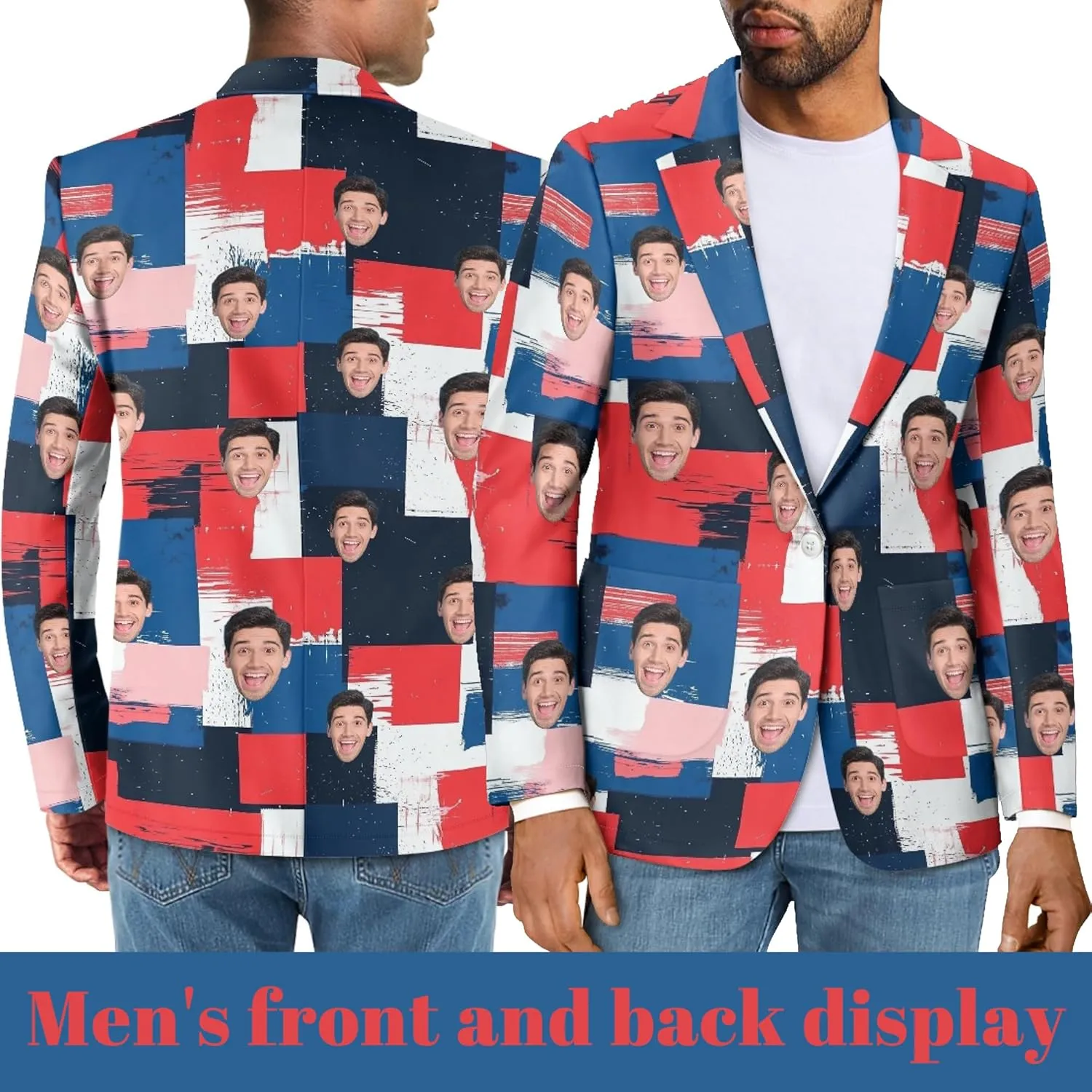 Custom Face Blazers for Couple-Personalized Jacket Blazer with Fun Picture Fashion Casual Sport Coats Gag Gift for Men Women