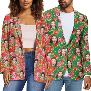 Custom Face Blazers for Couple-Personalized Jacket Blazer with Fun Picture Fashion Casual Sport Coats Gag Gift for Men Women