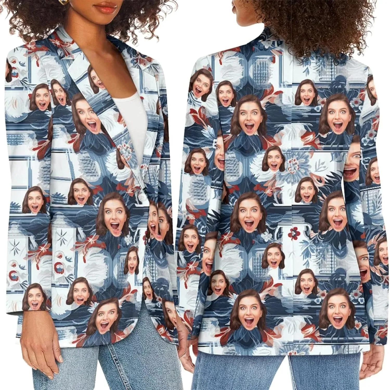 Custom Face Blazers for Couple-Personalized Jacket Blazer with Fun Picture Fashion Casual Sport Coats Gag Gift for Men Women